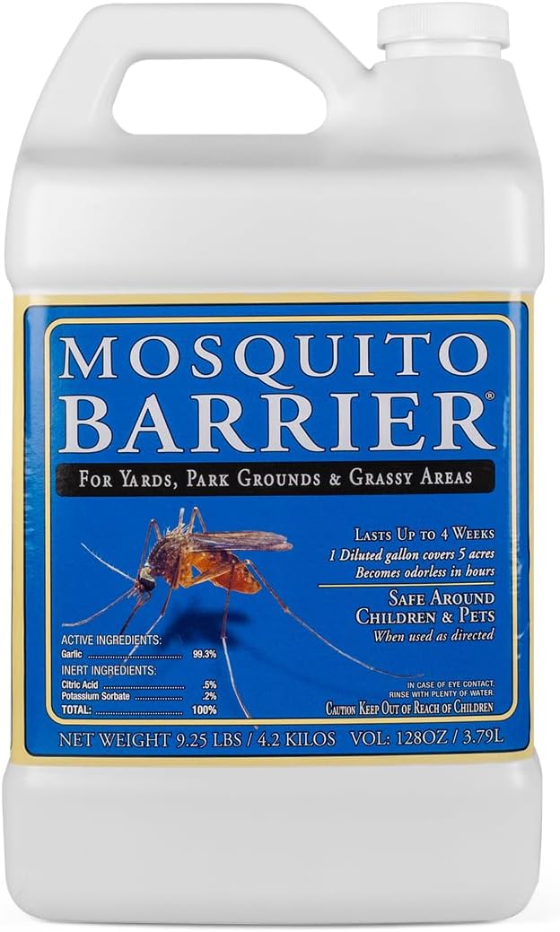 Mosquito Barrier Liquid Garlic Mosquito Repellent Concentrate, 1 Gallon – Professional Outdoor Treatment for Lawns, Landscapes & Perimeter Areas – Yard & Home Mosquito Protection