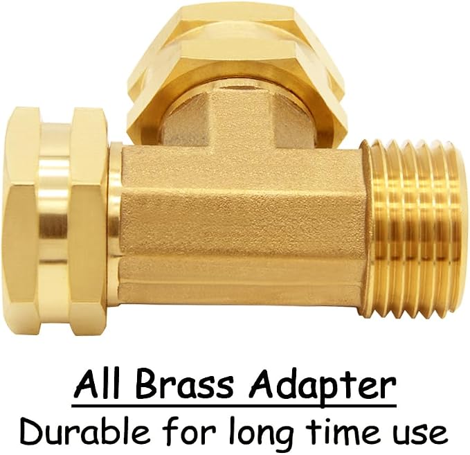 Uenede 2PCS Brass 3/4 Inch GHT Swivel Tee Pipe Fitting 3/4" GHT Female x Female x Male for Garden Hose Threaded Tube Pipe Fittings
