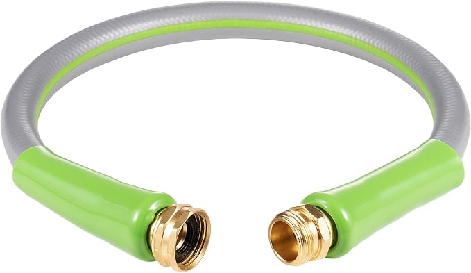 SheeChung Short Garden Hose 1ft x 5/8",Leader Hose for Hose Reel Faucet,Short RV Water Hose Heavy Duty,Lightweight Rubber Small Hose,Hose Extension,3/4"Brass Fittings,Male to Female Hose