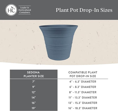 The HC Companies 7 Inch Sedona Round Self Watering Planter Pots, Lightweight UV-Resistant Plastic Indoor & Outdoor Planters, 4-Pack Flower Pots for Garden & Home Decor, Wild Red
