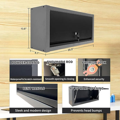 JZD Steel Wall Cabinet with Up-Flip Lockable Door, Tool Storage for Garage Workshop