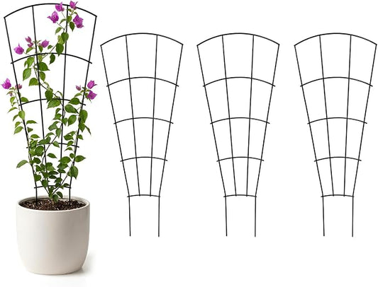 Thealyn 4 Pack 56" Metal Plant Trellis for Pots & Garden Beds, Rustproof Support for Indoor Outdoor Climbing Plants, Vines, Flowers, Fan Shaped, Black
