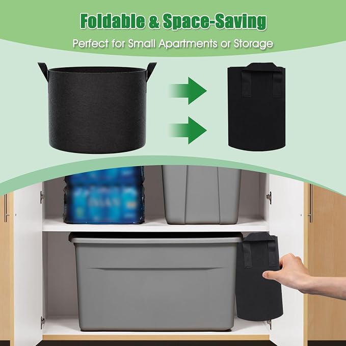 FEED GARDEN 25 Gallon Grow Bags, 4 Pack Heavy Duty 300G Fabric Pots | 300G breathable fabric grow bags with reinforced handles for vegetables, flowers, herbs, fruit trees, and outdoor gardening.
