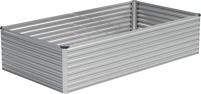 Vengarus 8x4x2ft Galvanized Raised Garden Bed,Metal Raised Beds Kit Silver | 2FT Deep Root Elevated Garden Planter Box, Corrugated Steel, Open Bottom, Rustproof All Weather, Large Vegetable Flower Bed
