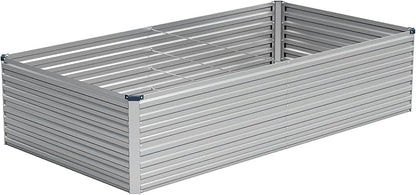 Vengarus 8x4x2ft Galvanized Raised Garden Bed,Metal Raised Beds Kit Silver | 2FT Deep Root Elevated Garden Planter Box, Corrugated Steel, Open Bottom, Rustproof All Weather, Large Vegetable Flower Bed