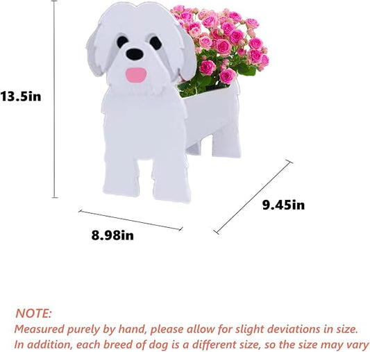 Shih Tzu Dog Planter Pots, 9.45 x 8.98 x 13.5 Inches | Dog Flower Pot, Cute Animal Shaped Plant Pot, Gifts for Women & Pet Lovers, Indoor Outdoor Garden Home Office Decor