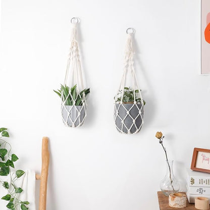 Artilady Plant Hanger Macrame, Hanging Planter for Indoor Plants Holder | Large Hanging Baskets for Plants Outdoor, No Tassels, Farmhouse Rustic Bedroom Window Patio Balcony Window Wall Decor, 2 Pack
