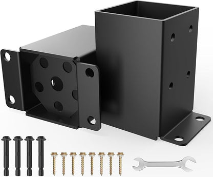 4x4 Post Base, Inner Size 3.5x3.5 Inch, Heavy Duty Post Anchor Base(2 Pcs) | 13 Gauge Thick Steel, Rust-Proof-Coated, Bottom Isolation Design – Corrosion Protection, for Pavilion, Porch, Railing