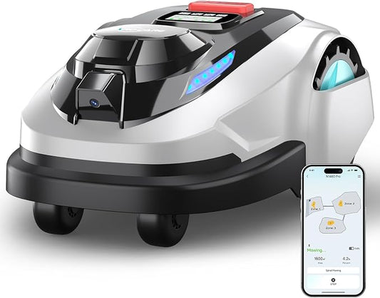 YARDCARE N1600 PRO Wireless Robotic Lawn Mower, RTK & Vision Navigation, Up to 0.4 Acre Coverage, Smart App Control, Multi-Zone Mapping, Systematic Mowing Robot