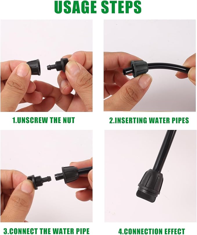 50 Pcs 1/4 Inch Irrigation Tubing End Plugs Fittings,(0.17" ID x 0.25" OD) Lock Barbed End Plugs for 1/4" Tubing Drip Line Plugs End Cap for Drip Irrigation System Connection Parts (Black-End Cap)
