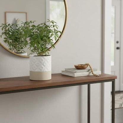 Nihow Ceramic Self Watering Plant Pot for Indoor Plants, 6 Inch,Cream White | Planter with Cotton Wick, Drainage Hole & Water Storage Plus, Cylinder Round Flower Pot, For Succulent/Herbs/Violets