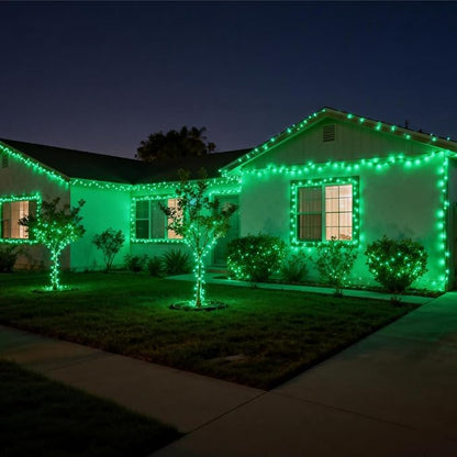 Green Christmas Lights Outdoor, 25FT 100 Count Incandescent Mini Christmas Lights White Wire, Waterproof Fairy Lights, Connectable Xmas String Lights for Christmas Tree, Garland, Wedding Decor