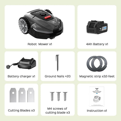 V3 Robotic Lawn Mower with AI Vision Obstacle Avoidance, Smart APP Control, Low-Noise Operation, Adjustable Cutting Height, No-Go Zones, Ideal Robot Lawn Mower for Lawns Up to 1600 Sq.Ft