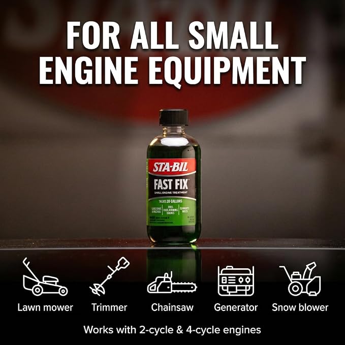STA-BIL Fast Fix Small Engine Treatment, 8 oz 12-Pack | Helps restore rough-running engines by cleaning carburetors and fuel injectors.
