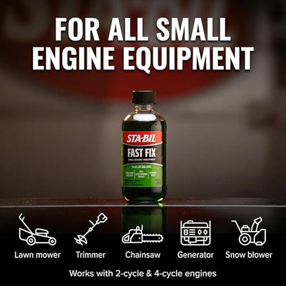 STA-BIL Fast Fix - Small Engine Treatment, Cleans Carburetors and Injectors, Fixes Rough Running Engines, Eliminates Water, Treats Up to 20 Gallons, 8oz (22304) , Green