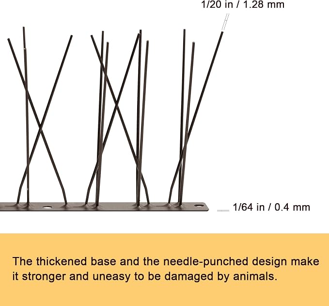 OFFO Brown Bird Spikes Pre-Assembled for Pigeons Birds, Cover 24 Feet Durable Bird Spikes with Stainless Steel for Fence Roof Mailbox Window