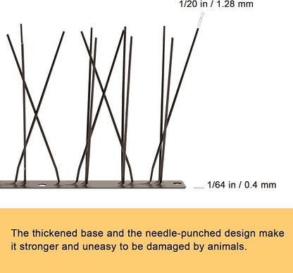 OFFO Brown Bird Spikes Pre-Assembled for Pigeons Birds, Cover 24 Feet Durable Bird Spikes with Stainless Steel for Fence Roof Mailbox Window