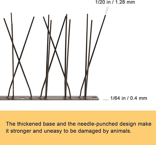 OFFO Brown Bird Spikes Pre-Assembled for Pigeons Birds, Cover 48.7 Feet Durable Bird Spikes with Stainless Steel for Fence Roof Mailbox Window.
