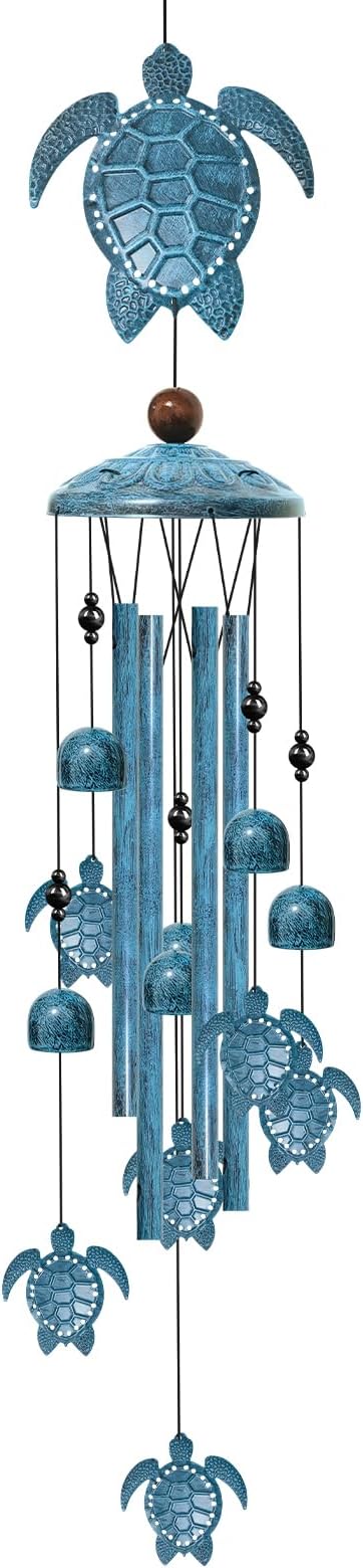 40" Sea Turtle Wind Chimes, Outdoor Aluminum Wind Chimes, Gift for Mom Grandma