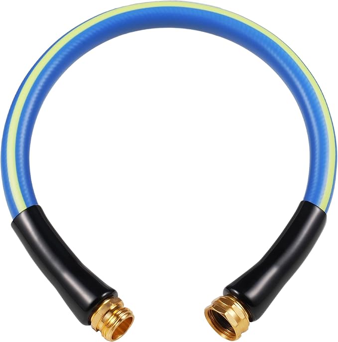 SheeChung Short Garden Hose 2FT x 5/8",Leader Hose for Hose Reel Faucet,Short Water Hose Heavy Duty,Flexible RV Rubber Hose with Male to Female Fittings,Hose Extension,3/4"Brass Fittings