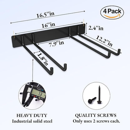 MOOMSINE Folding Chair Storage Rack Wall Mount, Garden Tool Hanger for Garage Organization, Patio, Beach & Camping Chairs Organizer Hooks, Holds 480 lbs - 4 Pack