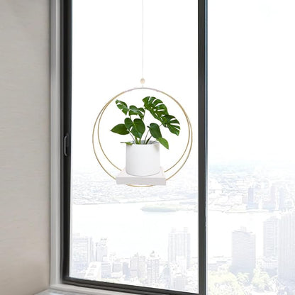 hismocal Hanging Planters for Indoor Plants, Plant Hanger with Sturdy Wood Base,Modern Boho Macrame Plant Hanger,Wall Ceiling Window Stands(Plants/Pots Not Included)