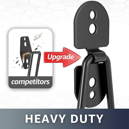 COCOYA Garage Hooks 11.8" Long with 2 Extension Storage Straps (4 Pack) | Interlocking Design, Wave-Shaped, Heavy Duty, Hanging Ladder Shovel Bike Garden Tool, For Shed Yard Garage, Black