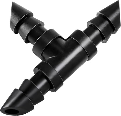 RedChili 110 Pack Drip Irrigation Universal 1/4" Barbed Tee Fitting, Drip System Parts Double Barbed T Connectors Fits 1/4-Inch Drip Tubing Irrigation for Drip Line Connection