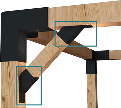 8Pcs 45 Degree Angle Brackets for Pergola Kits - Heavy-Duty Metal Gazebo Brackets & 2x4 Wood Connector, Universal DIY Pergola Bracket Kit with Lumber Compatibility