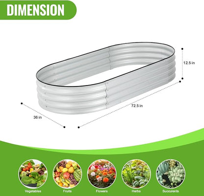 Backyard Expressions Home Galvanized Raised Garden Bed Kit 6x3x1ft, Planter Box Raised Garden Beds Outdoor, Easy Assembly Metal Raised Bed for Gardening Vegetables, Fruits, Flowers - Silver
