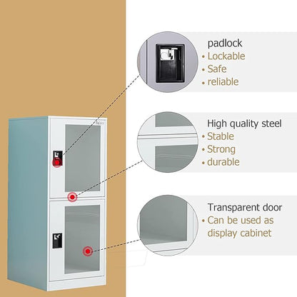 MECOLOR Vertical Single-Layer Small lockers with Padlocks and latches, 2 or 3 compartments, for Employees, Families, Offices, Schools, supermarkets and Other Places, (Full White, G2V)