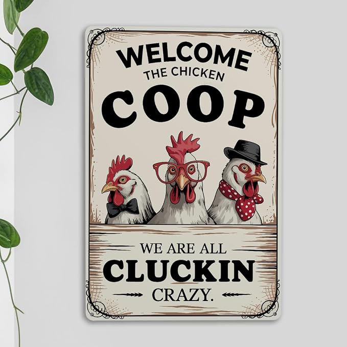 mmiishe Chicken Coop Accessories Wall Decorations Vintage Chicken Gifts for Farmers Funny Metal Signs for Coop Garden Kitchen Fences Gate Retro Wall Art Birthday Anniversary Decoration Metal Tin Sign
