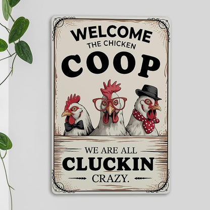 mmiishe Chicken Coop Accessories Wall Decorations Vintage Chicken Gifts for Farmers Funny Metal Signs for Coop Garden Kitchen Fences Gate Retro Wall Art Birthday Anniversary Decoration Metal Tin Sign