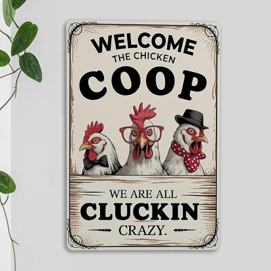 mmiishe Chicken Coop Accessories Wall Decorations Vintage Chicken Gifts for Farmers Funny Metal Signs for Coop Garden Kitchen Fences Gate Retro Wall Art Birthday Anniversary Decoration Metal Tin Sign