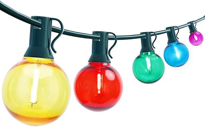 G40 LED Outdoor Christmas String Lights, 25FT Hanging Globe String Light | 25+2 Shatterproof Ceramic Multicolor Lights, Connectable, Waterproof Patio Lights for Balcony Pergola Decor, Green Wire