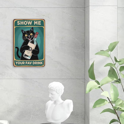 mmiishe Funny Black Cat Gifts for Women Metal Signs Vintage Wall Decor for Home Bar Basement Cafe Kitchen Garage Man Cave Decor Eclectic Home Decor 8x12 Inches Birthday Anniversary Decoration