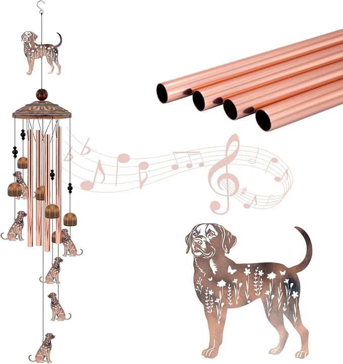 Labrador Wind Chimes for Outside, Labrador Windchimes Gifts for Grandma/Women Birthday Gifts,Outdoor/Indoor Metal Wind Chime for Garden,Home, Lawn, Porch, Yard (35")