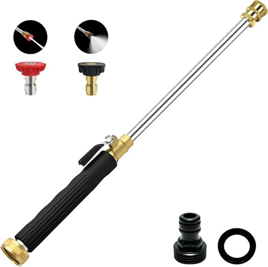Jet Nozzle Power Washer for Garden Hose with 2 Different Nozzles and Quick Connectors, 2026 Upgrade 17 inch 2-In-1 High Pressure Wand for Patio Car Pet Garden Outdoor Cleaning (Black)