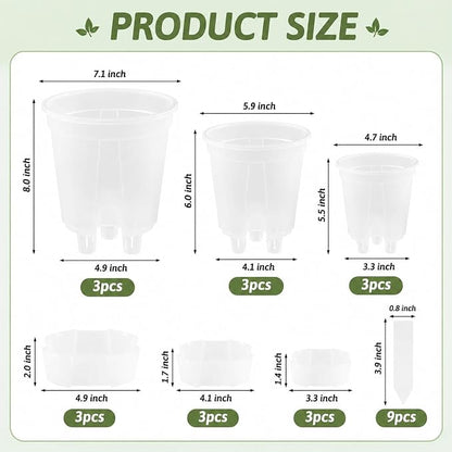 Self Watering Pots Clear – 9 Pcs Indoor & Outdoor Planters with 5", 6", 7" Sizes, Deep Reservoir, High Drainage & Breathable Design, Perfect for Busy, Travel, Beginner Plant Care