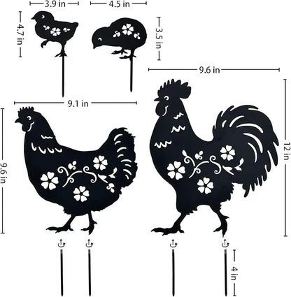 TIGGSY Chicken Metal Decorative Garden Stakes Chicken Gifts for Women/Men Chicken Lovers Gifts Silhouette Statues for Yard Art, Outside, Patio, Outdoor Decor, Garden Decorations, Lawn Ornaments