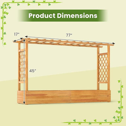 S AFSTAR Wooden Raised Garden Bed with Trellis, 45" Elevated Planter Box with Hanging Roof & Open-Ended Base for Climbing Vine Flower Herb Vegetable, Outdoor Plant Container for Patio & Yard