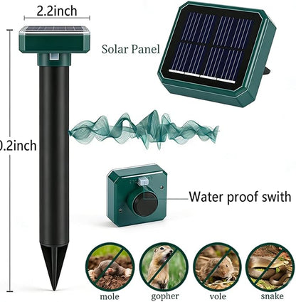 Mole Repellent for Lawns 10 Pack, Solar Powered Mole Repeller Ultrasonic Gopher Repellent, Outdoor Waterproof Vole Vibration Stakes,Sonic Gopher Deterrent Yard for Rodent Groundhog Snake Chipmunk
