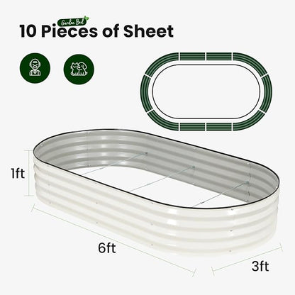 2 Pack Raised Garden Bed 6x3x1ft, Planter Raised Beds for Gardening, Vegetables, Flowers, Large Metal Raised Beds, Tool-Free Design- White