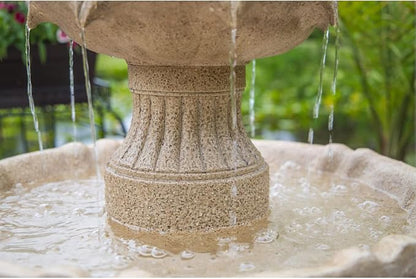Kenroy Home Frost Outdoor Solar Floor Fountain with Tan Finish, Traditional Style, 44" Height, 22" Width, 22" Depth