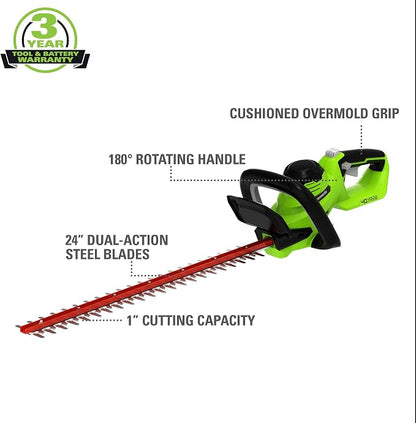 Greenworks 40V (150 MPH) Cordless Leaf Blower, 4.0Ah Battery and Charger Included 24212, 4Ah Battery & Charger, 40V Hedge Trimmer