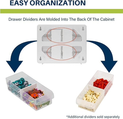 Akro-Mils 16-Drawer Plastic Drawer Storage Cabinet for Garage Organization, Beads, Makeup Organizer, Building Bricks Storage, Teacher Toolbox, 10-1/2-Inch W x 6-1/2-Inch D x 8-1/2-Inch H, 10116 White