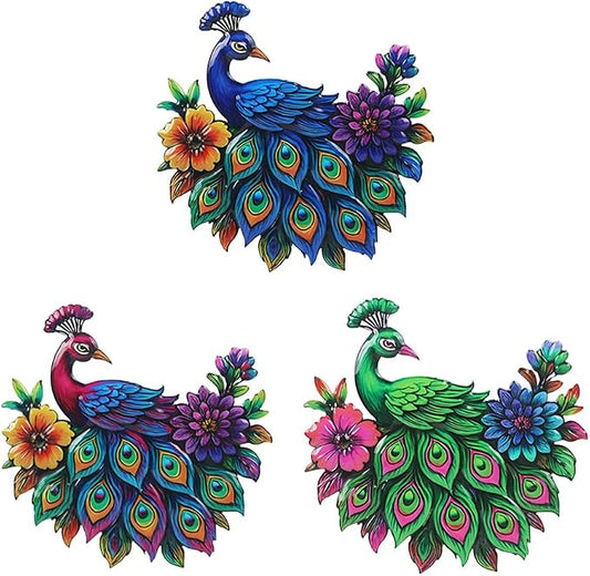 dreamskip 3 Piece Metal Peacock Wall Decor, Iron Tropical Peacocks Wall Art, Outdoor Metal Birds Garden Wall Decors Sculptures for Patio Fence Living Room Housewarming Gifts