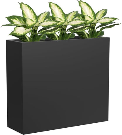 Metal Tall Planter 30" L x 10" W x 26" H | Long Rectangular Planter Box, Drainage Holes & Removable Shelf, Heavy Duty Steel Planter for Tall Plants, Flowers or Shrubs