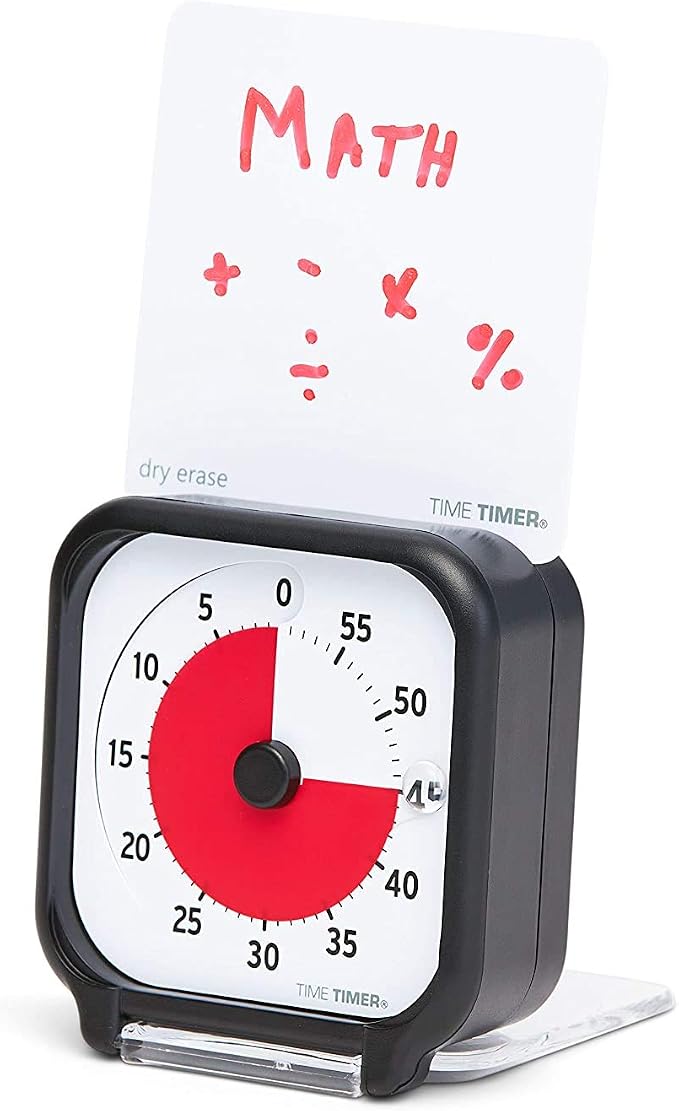 Time Timer 3 inch Visual Timer — 60 Minute Kids Desk Countdown Clock with Dry Erase Activity Card and Desktop App Access — for Kids Classroom, Homeschool Study Tool, Task Reminder, Home and Kitchen