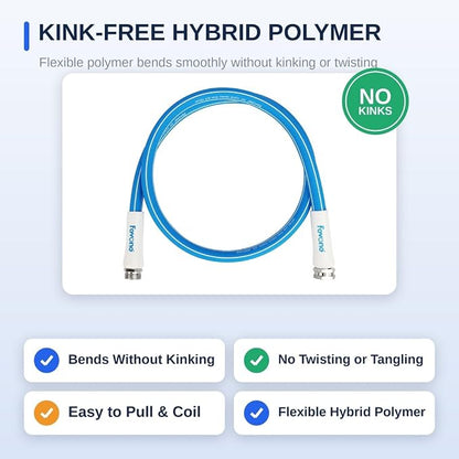 FEVONE 5 ft Lead-in Garden Hose, Hose Reel Leader Hose | Flexible No Kink, Hybrid Polymer Heavy Duty Water Hose, 5/8 ID, 600 PSI, Aluminum 3/4 GHT Fittings for Garden Watering
